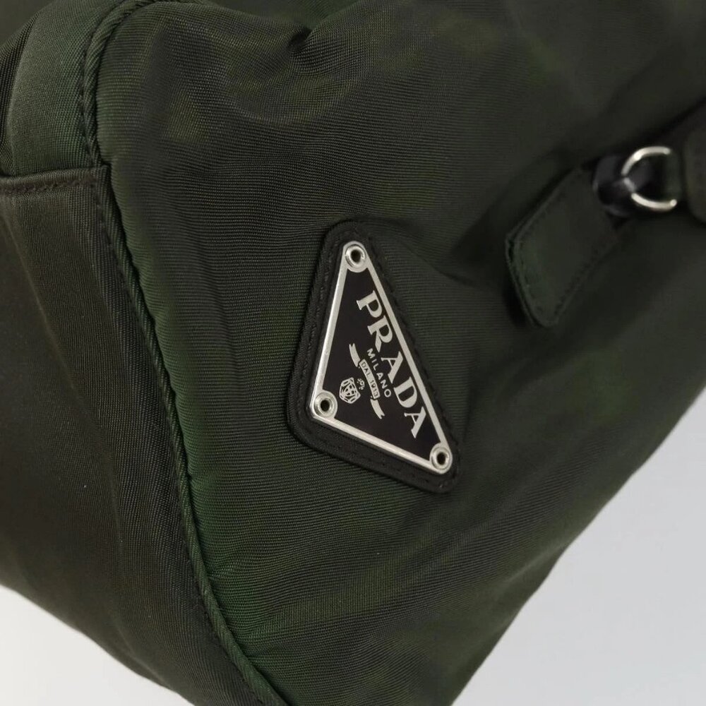 PRADA Hand Bag Nylon Khaki Silver Auth bs31898 - Picture 9 of 16